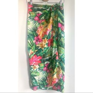 Vintage 90s Hawaiian Print Wrap Skirt